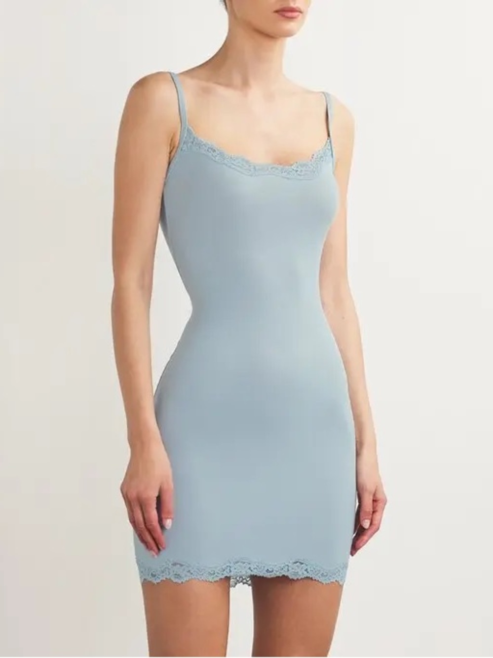 Skims Onyx Fits Everybody Lace Trimmed Dress